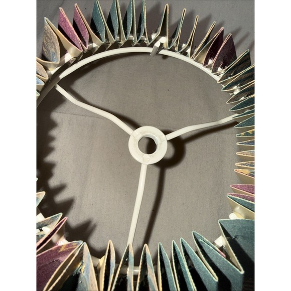 Vintage Pair Pleated Floral Lampshades 15" Flared Fabric Vinyl Backed - Picture 5 of 14